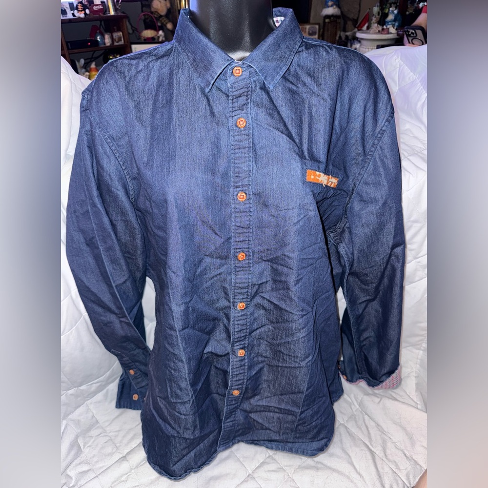 COOFANDY Casual Dress Shirt Button Down Long-Sleeve Denim Work Shirt